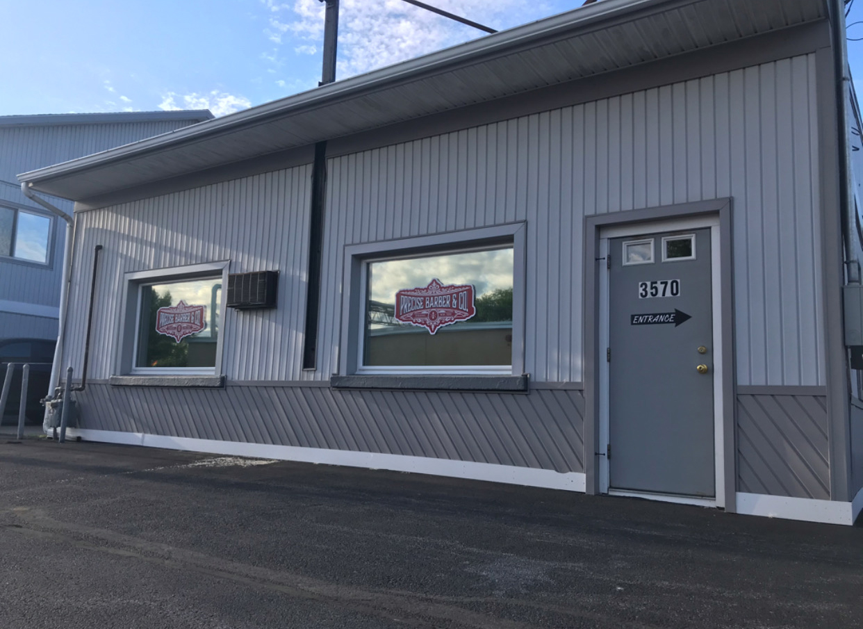 The front of the barbershop